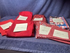 Lot of sewing fabric reds raggedy ann andy for quilting projects remnants