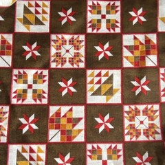 2 YD Riley Blake Fall Barn Quilts Fabric Brown Cotton Print