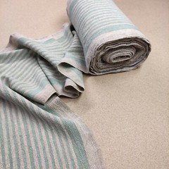 100% linen fabric – heavy french belgium flax dense – striped sack weave linen