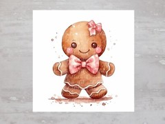 Cute Christmas Gingerbread Girl Fabric Panel Craft Sewing Fabric Block A244