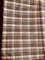 VTG Brown Lavender Pink & Blue Plaid Checked Woven Cotton 22″x22″