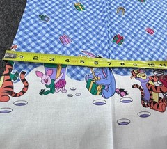 Daisy Kingdom Winnie the Pooh Christmas Present Border Fabric Blue Gingham Vtg