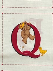 Cranston Very Important Bears Alphabet Squares Quilt Crib Red 2 Panels Cotton