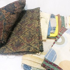 3 lbs 3 oz Lot of Fabric Small Scraps Samples Mixed pieces sizes colors textures