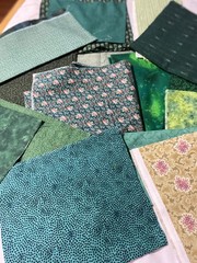 1 pound cotton quilting remnant pieces-all shades of green 17 different prints