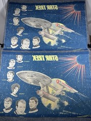 VTG 20 Years of Star Trek Fabric Curtains USS Enterprise Cotton Blue Set of 2