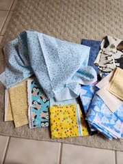 2 lb. box of Flannel Fabric Scraps, some large pieces.