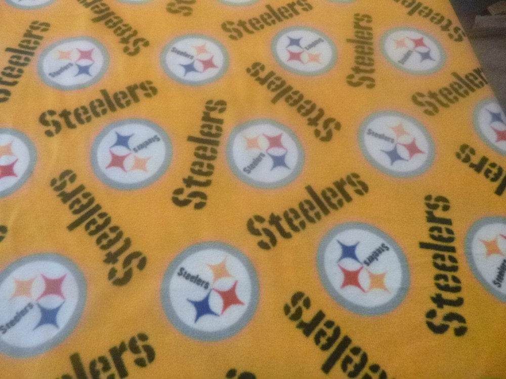 NFL Fleece Fabric- Pitt Steelers Yellow Toss (60 inches wide by 36 inches long)