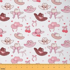 Manfei Cowgirl Fabric 2 Yards Baby Pink Brown White