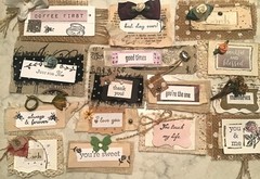 Hand Stamped Word CLUSTERS Journal Ephemera Paper Fabric 15