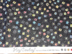 By 1/2 Yd Black w/ Bright Little Squares & Dots RJR “Hey Cowboy” Cotton Fabric