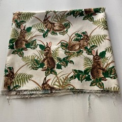 Hi Fashion Fabrics Inc Bunny Rabbit Fabric Woodland Nature Quilting 44X19 in