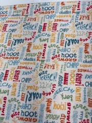 Animal Sounds Word Print Cotton Fabric 20×40″ Multicolor Quilting Sewing