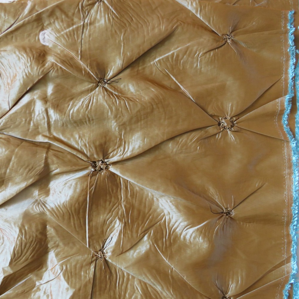 Vintage Luxury Home Decorating Fabric Ruched Copper Brown Shimmer w Blue 2.1 yds