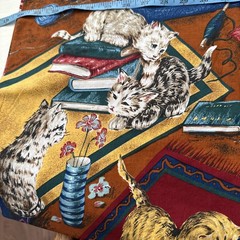 3 Yards Joann Cotton Fabric Cats Kitten Large Print Books Yarn Flowers