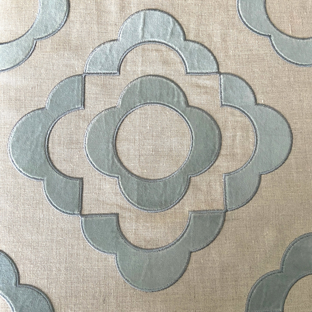 Lee Jofa Tremoille Linen Fabric Remnant in Grayish Blue 2.33 Yards Raised Velvet