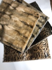 Lot of 4 Faux Fur Soft Animal Print Decorator samples Cheetah , Ocelot 12×12