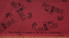 By 1/2 Yd “GLORY GARDEN” House Flag CLOTHWORKS Dark Red Black ~Joined at Hip