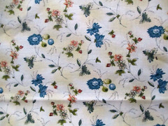 Fabric Red Rooster “Floral Blues” Flowers of Red Coral Blue on Blue $3.75