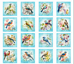 Birds Flowers Fabric 36″ Panel Birdsong Garden Bird Floral QT Cotton
