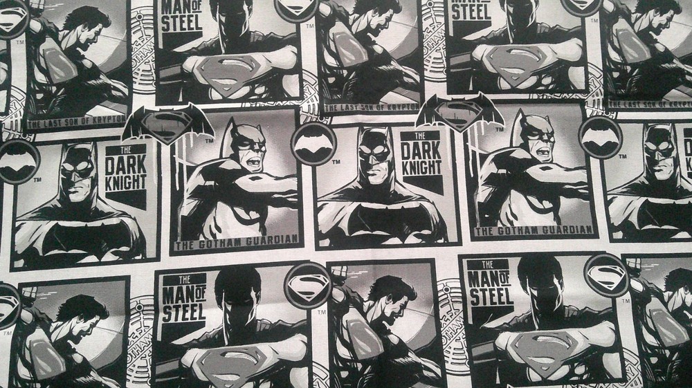 Fabric Marvel Comics Black & White w/Dark Knight Man of Steel 20″ Square $5.50
