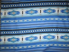 Navajo Indian Blue Tans Black Border Print Cotton Flannel Fabric FQ