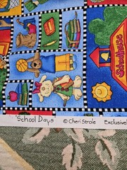 HTF School Days Cheri Strole My Stitch Cotton Fabric Schoolhouse/Animals 4 Yards