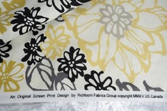 2015 Original Screenprint Richloom Upholstery Fabric 5 2/3 Yd Black Gold Floral
