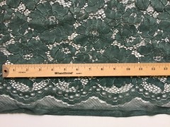 Summer HUNTER GREEN Floral Pattern Double Dyed Flat Lace on Mesh Fabric by the