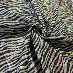 Animal Print Zebra Metallic Spandex stretch Fabric 60″ wide by Yard for Swimwear