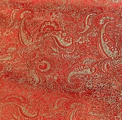RED GOLD Paisley Metallic Brocade Fabric 60” Sold By The Yard