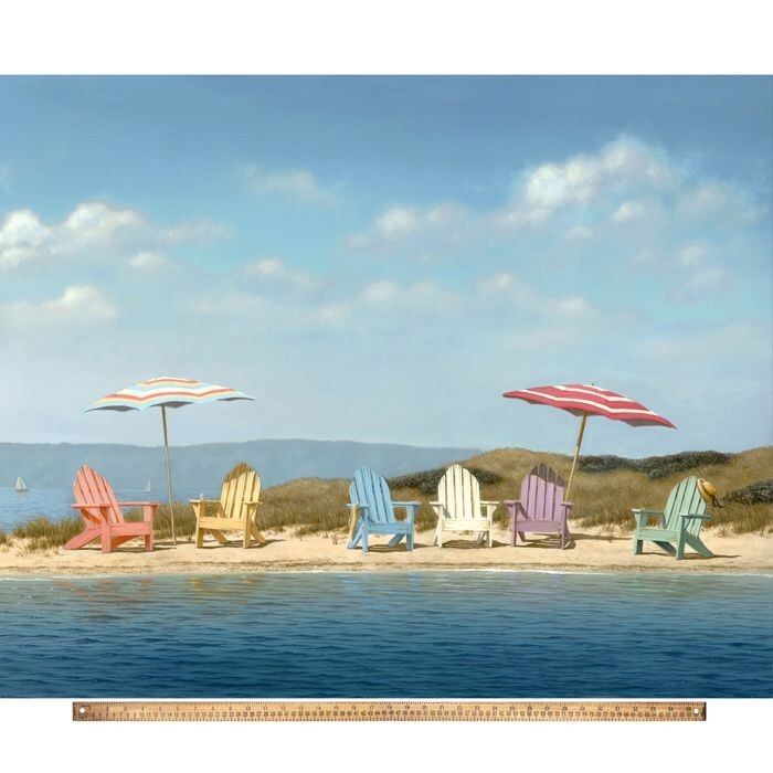 36″ X 44″ Panel Summer Colors Panel Vacation Beach Cotton Fabric Panel D474.56