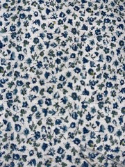 VTG Ditsy Calico Blue Florals on Homespun Loose Weave Faux Feed Sack BTFQ