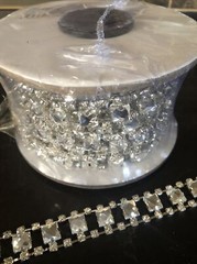 5 Yard Roll Fancy Square Rhinestone Chain 7mm Bling Wedding Dress