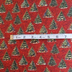 By The Yard ~ Christmas Fir Tree, RED Digital $3.99 Ships ANY Amount Of Fabric