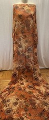 Elegant Poly Blend Lurex Georgette Floral Shades Of Orange Fabric 2.5 Yards 60″W