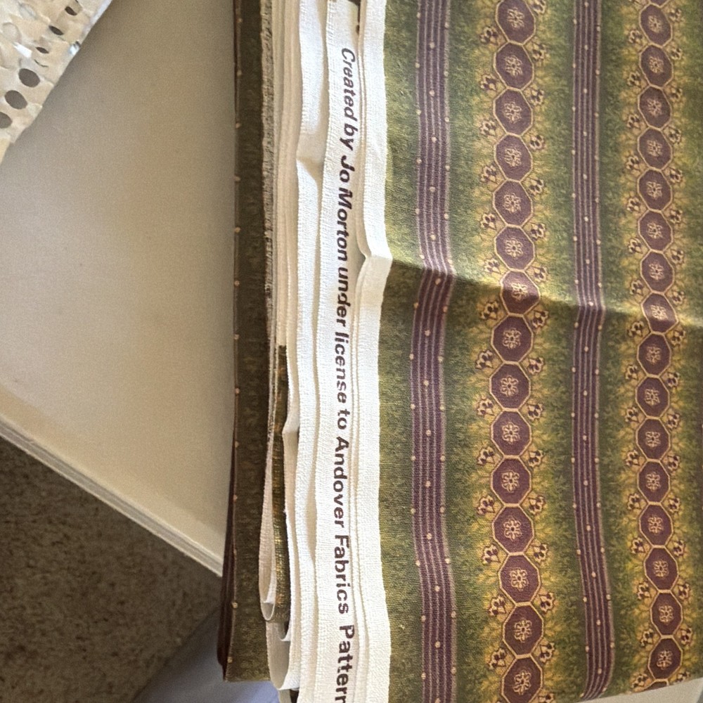 Andover Fabrics Green Purple Brown Striped Print Pattern Fabric 4 3/4 yards