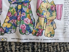 Vintage Daisy Kingdom Parlor Cats Cut and Sew Floral Chintz Coastal Kittens