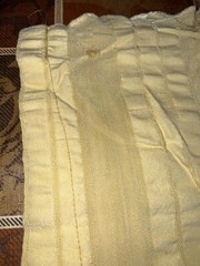2.8ydX63″W yellow silky rayon-y synthetic wide shadow stripe seersucker fabric