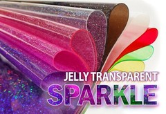 30 Gauge Jelly Transparent Sparkle Glossy Plastic Vinyl Fabric 48″ Wide Sold BTY