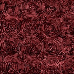 Paige BURGUNDY 3D Floral Polyester Satin Rosette Fabric by the Yard – 10028
