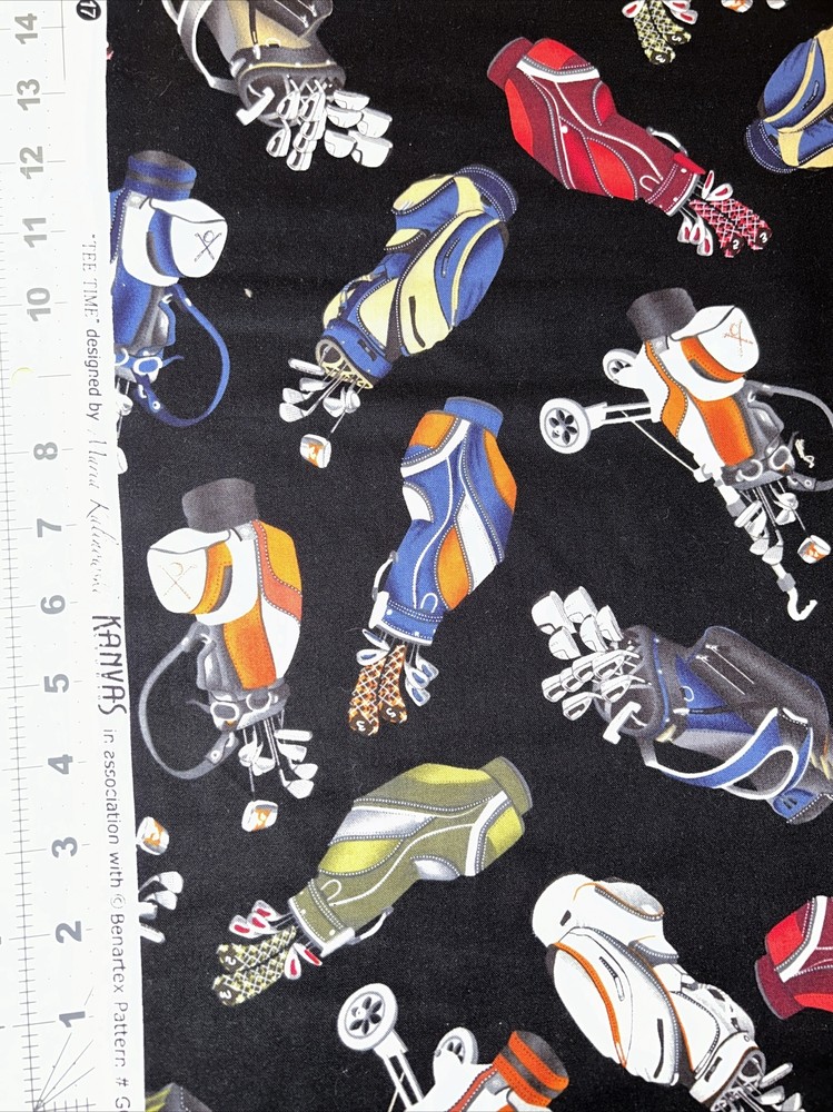 Tee Time Golf Bags Kanvas Cotton Fabric 1/2 Yard (18 By 44”) New