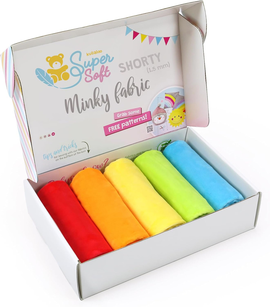 Plush Fabric | Precut Fabric Bundle: 5 Pieces Solid Minky Fabric for Sewing | 19
