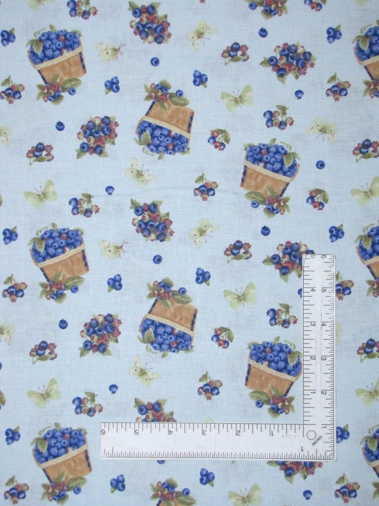 Blueberry Fruit Baskets Fabric By The Yard Berrylicious Cotton by Henry Glass