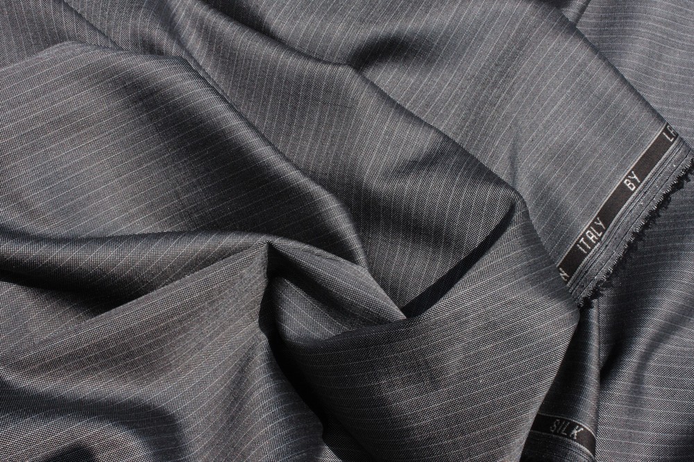 Marzoni Silk and wool Amore line sharkskin suiting fabric material.