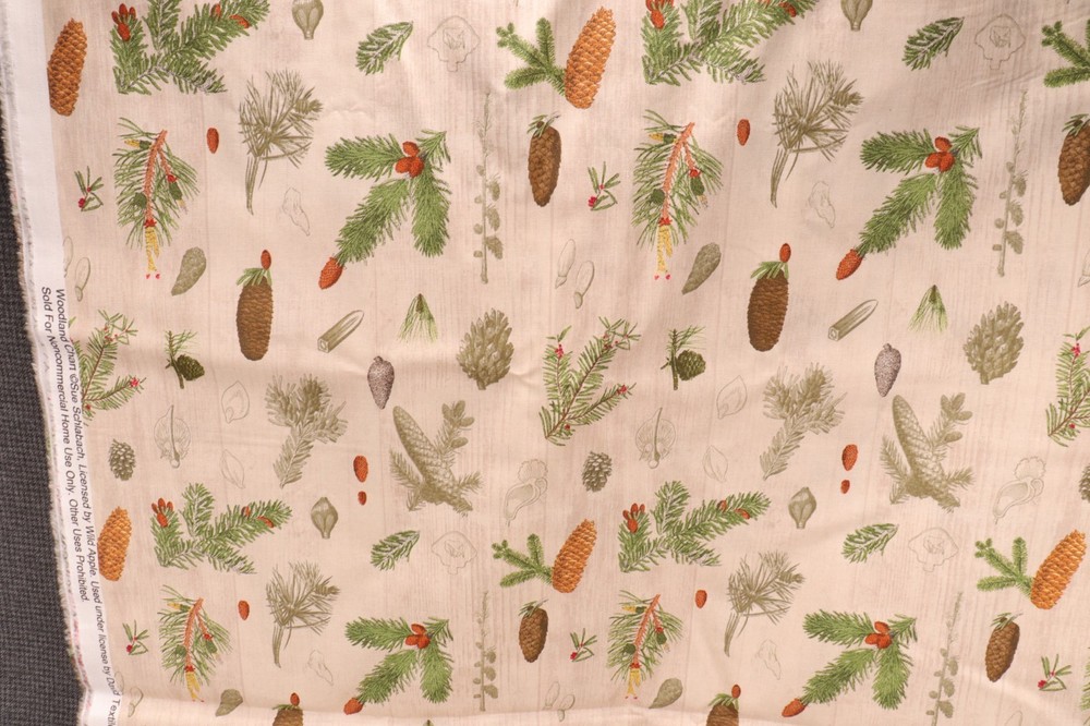 108″L x 44″ W David Textiles Woodland Chart Pine Tree Cone Theme Branches Seeds