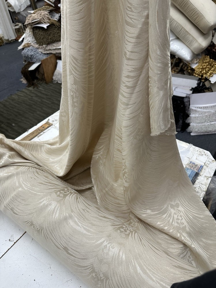 Damask Jacquard Brocade Fabric – 59” Wide -Sold By The Yard – Beige