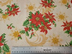 Festive Elegance BTY Studio 8 VIP Red Poinsettias Golden Tan