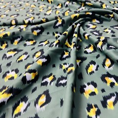 Animal Print Leopard Gray Background Print Nylon Spandex Fabric 4 Way