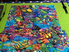 Fabric Fish Coral Canyon Ocean on Aqua Cotton KAUFMAN 1/4 Yd AQCD-199 0350
